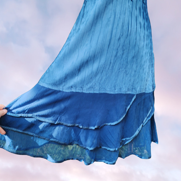 Komarov Blue Embellished V Neck Layered Formal Wedding Cocktail Tank Dress Sz S - Picture 3 of 7